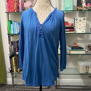 Lucky Brand Large Blue 3/4 sleeve top